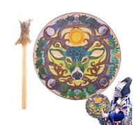 Shamanic Drums, Shaman Hand Drums | 9 Inch Drum with Stag Head Design | Instrumental Shaman, Handmade Shaman Drum for Spiritual Music, Reflection and Meditation