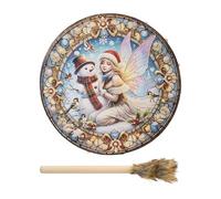 Shamanic Hand Drum, 10 Inches Christmas Wood Shaman Drums with Drum Stick, Sound Healing Tool, Spiritual Instrument for Meditation, Home Decorations