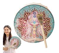 Shamanic Hand Drum - Handmade Shaman Ritual Drum with Mallet, Traditional Goat Skin Frame Drum | Spiritual Ceremonial Percussion Instrument, Meditation Drum for Healing