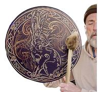 Shamanic Hand Drum - Handmade Shamanic Drum | Vegan Shaman Alchemical Moon Drum With Drum Stick | Handmade Deep Bass Percussion Frame Drum | Sound Instrument,