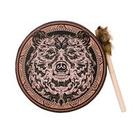 Shamanic Hand Drum Handmade Siberian Drum with Pattern Vintage for Relaxation Meditation Ethnic Percussion Instrument with Drumstick