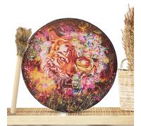 Shamanic Hand Drum: PU Leather Musical Instrument, Large Vintage Drum, Sound Tool with Wooden | Intended for Meditation Shamanic Music Practice