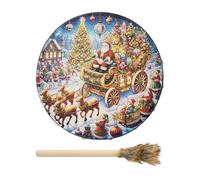 Shamanic Hand Drum - Wood And Polyester Imitation Sheepskin 30x7cm | Christmas Sound Healer Shaman Drum | Traditional Sound Healing Tool For Meditation Ritual And Spiritual Practice