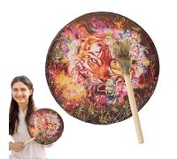 Shamanic Percussion Instrument - Leather Drum, Sacred Rhythm | Round Spiritual Music Accessories, Traditional Ritual Drum Carved By Hand With Serious Sound For Energy Practice