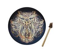 Shaman's Drum - 9.84 x 9.84 Inch Engraved Wood , Spray Paint Finish, 1.96 Inch Thick Drum, Hand Play Or Included | Musical Instrument For Development