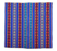 Shamans Market Peruvian Woven Throw Blanket Blue - Lightweight Acrylic with Sun & Chakana Motifs - Machine Washable Andean Design Throw