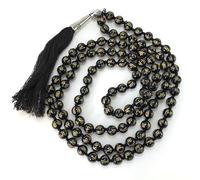 Shambhava Black Onyx Om Mani Padme Hum Japa Mala with Certificate | 108+1 Healing Beads Rosary for Protection & Focus | Meditation & Chanting Mala for Men & Women | Zodiac Spiritual Mala, 8 MM
