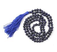 Shambhava Blue Goldstone Crystal Japa Mala with Certificate | 108+1 Shiny Beads for Confidence, Ambition & Meditation | Certified Spiritual Healing Rosary, 6 MM, Crystal, Stone