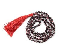 Shambhava Garnet Crystal Japa Mala with Certificate | 108+1 Beads for Energy, Passion & Root Chakra Healing | Certified Natural Rosary, 6 MM, Crystal, Stone