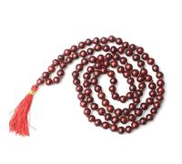 Shambhava Red Chandan Mala | Natural Red Sandalwood Japa Mala with 108+1 Beads for Meditation, Chanting & Spiritual Practices | Certified Puja Mala for Men & Women | Rakta Chandan Mala, 10 MM, Wood