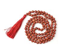 Shambhava Red Jasper Japa Mala with Certificate | Natural 108+1 Beads Prayer Mala for Root Chakra, Strength & Stability | Meditation Crystal Mala, 8 MM, Crystal, Stone
