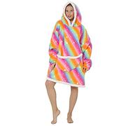 Shamdon Home Collection Oversized Blanket Hoodie,Sherpa FLeece Wearable Blanket Hoodie for Women Men,Soft and Warm Hooded Sweatshirt Adults with Giant Pocket Teenager,One Size Fits All Rainbow