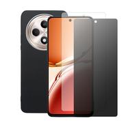 shamdspopu HD Screen Protector and Privacy Screen Protector for Oppo Reno12 F 4G/5G with Case, Tempered Glass, Easy to Install (Black)