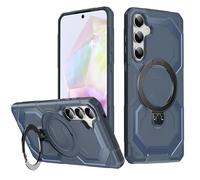shamdspopu Magnetic Case for Samsung Galaxy A35/A55, 360° Rotating Stand, MagSafe Compatible, Carbon Fiber Laser Engraving, Ultra Slim Shock Absorber, 360° Non-Slip Grip, Blue