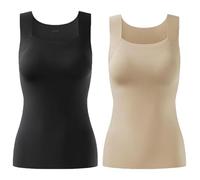 Shamfreshen U Neck Built-in Bra Tank, Stadardize Constituent Bra Tank, Compression Sleeveless Slim Fit Top