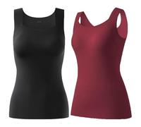 Shamfreshen U Neck Built-in Bra Tank, Stadardize Constituent Bra Tank, Compression Sleeveless Slim Fit Top