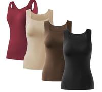 Shamfreshen U Neck Built-in Bra Tank, Stadardize Constituent Bra Tank, Compression Sleeveless Slim Fit Top