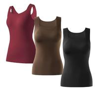 Shamfreshen U Neck Built-in Bra Tank, Stadardize Constituent Bra Tank, Compression Sleeveless Slim Fit Top