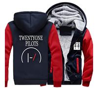 SHAMMA Men's Hoodies for 21 Pilots Winter Jacket Fleece Coats Pullover Zip Up Hoodie Warm Thick Sweatshirt Heavyweight Outerwear Workout Tops for Men-C||4XL