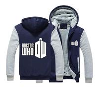 SHAMMA Men's Hoodies for Doctor Who Winter Coats Fleece Lined Hooded Jackets Full Zip Sweashirts Warm Thick Outerwear Tops with Pockets-D||3XL