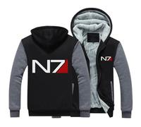 SHAMMA Mens Winter Hoodies for Mass Effect N7 Fleece Coats Pullover Full Zip Jackets Warm Thick Sweatshirt Workout Outerwear with Pockets-A||L