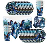 Shamoparty Avatar 61Pcs Tableware Set, Includes 1 Table Cloth, 20 Dinner Plates, 20 Napkins, 20 Cups for Birthday Decoration, Party Supplies, Sci-Fi Movie Theme