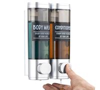 Shampoo and Conditioner Dispenser,GlintGath Shower Dispenser 2 Chamber No Drill Shampoo Dispenser for Shower Wall Mounted Shower Soap Dispenser for Bathroom Hotel,2 * 300ML,Silver