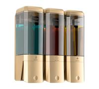 Shampoo and Conditioner Dispenser,Shower Dispenser 3 Chamber No Drill Shampoo Dispenser for Shower Wall Mounted for Bathroom Hotel,Large Capacity 3 * 500ML, Gold