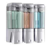 Shampoo and Conditioner Dispenser,Shower Dispenser 3 Chamber No Drill Shampoo Dispenser for Shower Wall Mounted for Bathroom Hotel,Large Capacity 3 * 500ML, Silver
