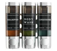 Shampoo and Conditioner Dispenser,Shower Dispenser 3 Chamber No Drill Wall-Mounted Shampoo Dispenser for Shower Wall Mounted Body Wash Dispenser for Bathroom Hotel Kitchen Large Capacity,Silver