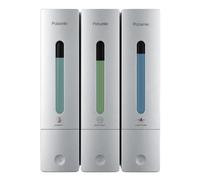 Shampoo and Conditioner Dispenser - Shower Soap Dispenser Wall Mounted No Drill - Shampoo Conditioner Body Wash Dispenser 3 Chamber - Easy Install for Bathroom Hotel Silver 1200ml
