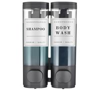 Shampoo and Conditioner Dispenser,Unisense Shower Soap Dispenser 2 Chamber No Drill Wall-Mounted Shampoo Dispenser for Shower Wall Mounted Shower Dispenser for Bathroom Hotel Large Capacity,Black