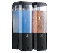 Shampoo and Conditioner Dispenser Wall Mounted, Shower Soap Dispenser No Drill Upadate Easy Slot Install, Shampoo Dispenser for Shower Bathroom Large Capacity 500ml * 2 Chamber Holder Black