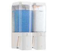 Shampoo and Conditioner Dispenser Wall Mounted, Shower Soap Dispenser No Drill Upadate Easy Slot Install, Shampoo Dispenser for Shower Bathroom Large Capacity 500ml * 2 Chamber Holder White