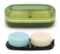 Shampoo Bar Holder Travel Case, Large Soap Holder for 5 oz/10 oz Oversized Bars, Durable & Versatile Storage Soap Container with Drainage Layer (Green Style A-Large)