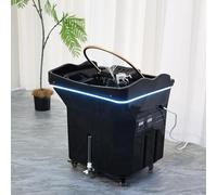Shampoo Bowl Portable Hair Washing Station with Wheels, Mobile Hair Washing Basin Salon Sink Shampoo Bowl with Water Cycle & Fumigation 60L Large Water Tank and Light Therapy for Home Bedridden
