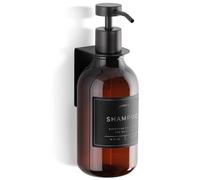 Shampoo & Conditioner Dispenser - Shower Soap Dispenser Wall Mounted - 500 ml Plastic Bottle with Pump & Holder - Shampoo Dispenser - Shower Dispenser Chamber No Drill (1 X Amber/Black)