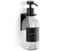 Shampoo & Conditioner Dispenser - Shower Soap Dispenser Wall Mounted - 500 ml Plastic Bottle with Pump & Holder - Shampoo Dispenser - Shower Dispenser Chamber No Drill (1 X Clear/Black)