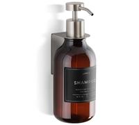 Shampoo & Conditioner Dispenser - Shower Soap Dispenser Wall Mounted - 500 ml Plastic Bottle with Pump & Holder - Shampoo Dispenser - Shower Dispenser Chamber No Drill (1 X Amber/Silver)