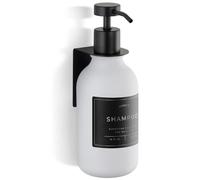 Shampoo & Conditioner Dispenser - Shower Soap Dispenser Wall Mounted - 500 ml Plastic Bottle with Pump & Holder - Shampoo Dispenser - Shower Dispenser Chamber No Drill (1 X White/Black)