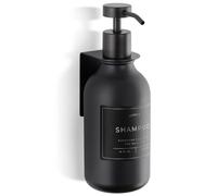 Shampoo & Conditioner Dispenser - Shower Soap Dispenser Wall Mounted - 500 ml Plastic Bottle with Pump & Holder - Shampoo Dispenser - Shower Dispenser Chamber No Drill (1 X Black)