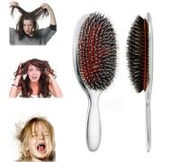Shampoo-Free Hairbrush Wet Hairbrush Women's Bristle Styling Painless Spiral Detangling Brush for Curly, Thick and Dry Hair(Silver)