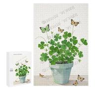Shamrock 1000 Piece Wooden Jigsaw Puzzle, Lucky Plant Design, Finished Size 20" x 30"