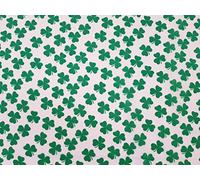 SHAMROCK 3 LEAF CLOVER - IDEAL FOR ST. PATRICK'S DAY - POLY COTTON FABRIC (Green on White)