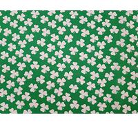 SHAMROCK 3 LEAF CLOVER - IDEAL FOR ST. PATRICK'S DAY - POLY COTTON FABRIC (White on Green)