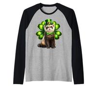 Shamrock Animal Ferrets St Patricks Day Irish Animal Lovers Raglan Baseball Tee