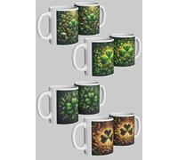 Shamrock Ceramic Mug Set of 4 Lucky Gift for Friends & Family Simply Stunning Mugs White One Size