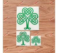 Shamrock Clover 3 Leaf Celtic Knot Ireland Irish Green Vinyl Decal Sticker - 3 Pack Reflective, 5.1cm, 7.6cm, 12.7cm - for Car Boat Laptop Cup Phone 06280