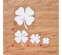 Shamrock Clover 4 Leaf Ireland Irish Vinyl Decal Sticker - 4 Pack White, 5.1cm, 7.6cm, 10.2cm, 15.2cm - Simple Style for Car Boat Laptop Cup