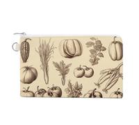 Shamrock Coin Purse Canvas Change Pouch with Zipper Small Cosmetic Organizer Bag Women Wallet for Car Keys, Credit Cards, Cash, Lipstick, Sketch Style Vegetables, One Size